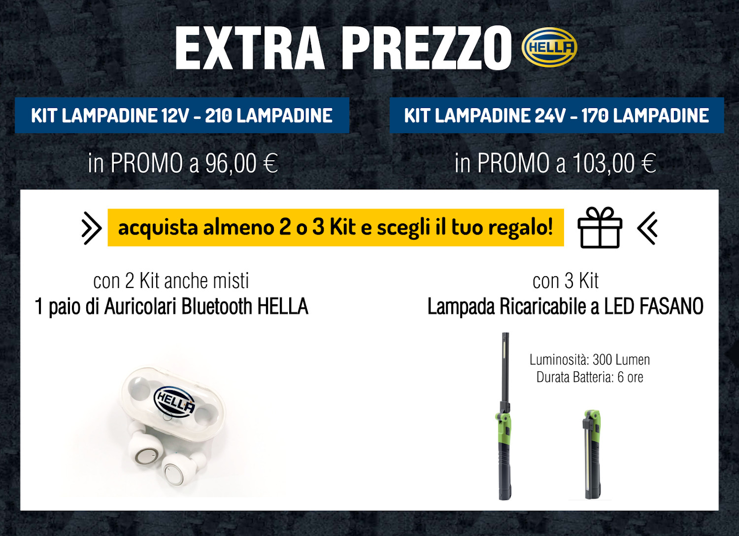 Sconto lampadine hella camion 12 V e 24 V